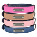 Pink Personalised Leather Dog Collar